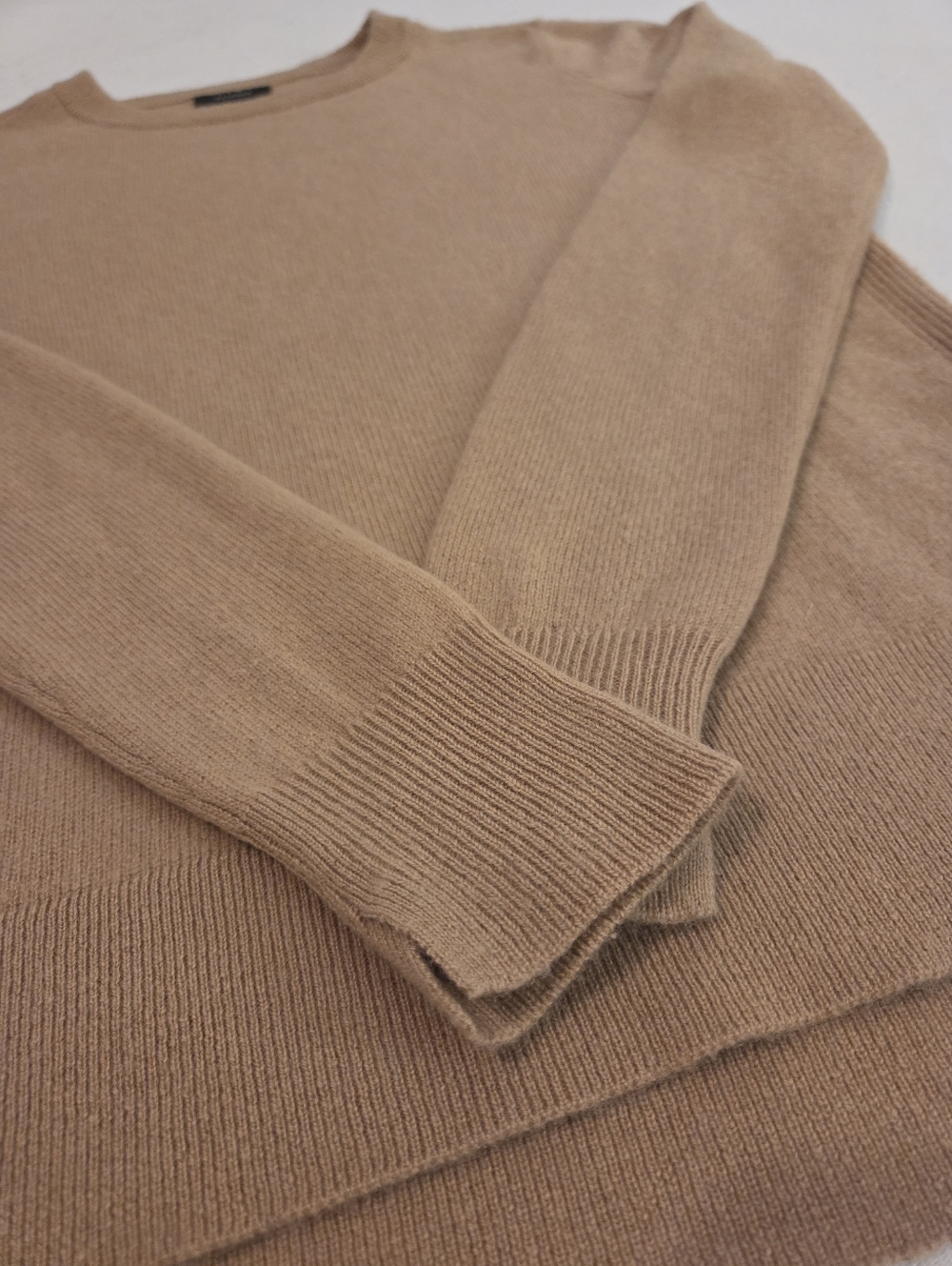 HALOGEN Khaki Tan 100% Cashmere Crewneck Lightweight Minimalist Sweater Womens S - Picture 7 of 12